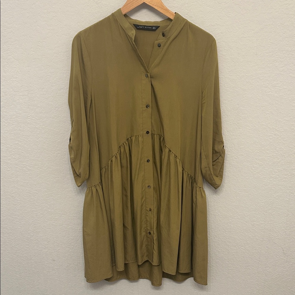 Zara Olive Button-Down Women's Shirt